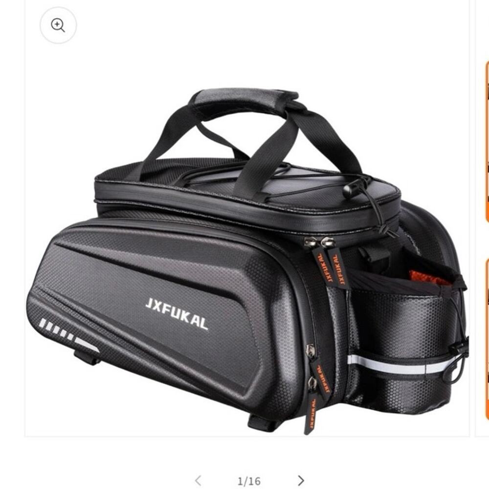 Hard Shell Waterproof Bike Bag for Rear Rack Reflector Rain Cover Shoulder Strap
